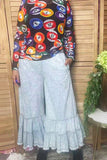 Western denim ruffled wide leg women's boutique jeans Southern Stitch XCH17097