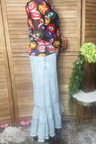 Western denim ruffled wide leg women's boutique jeans Southern Stitch XCH17097