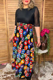 Western black & billiard balls print mesh maxi women boutique dress Southern Stitch XCH17104