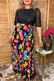 Western black & billiard balls print mesh maxi women boutique dress Southern Stitch XCH17104