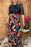 Western black & billiard balls print mesh maxi women boutique dress Southern Stitch XCH17104