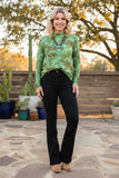 Western green tie dye sheer women's boutique top Southern Stitch XCH17153 HS6