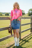 Western pink sheer short sleeve women's boutique top Southern Stitch XCH17191 IS6