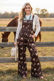 Western chic horse & stirrup print wide leg women boutique overall jumpsuit XCH17192 IS13