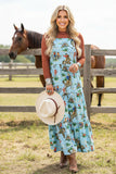 Western cowboy turquoise boutique women's overall maxi dress Southern Stitch XCH17197 AS5