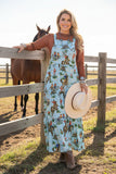 Western cowboy turquoise boutique women's overall maxi dress Southern Stitch XCH17197 AS5