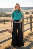 Western turquoise paisley sheer women's boutique top Southern Stitch XCH17202