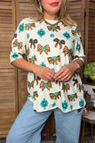 Western checkered bows & jewels short sleeve women's boutique top Southern Stitch XCH17214