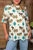 Western checkered bows & jewels short sleeve women's boutique top Southern Stitch XCH17214
