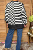 Trendy patchwork checkered & stripes women's boutique top Southern Stitch XCH17288