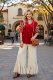 Western red velvet embroidery women's boutique top Southern Stitch XCH17312 ES3