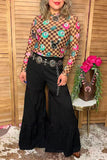 Western solid black wide leg women's boutique pant w/lace trim Southern Stitch XCH17283