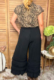 Western black tiered ruffles wide leg women's boutique pant Southern Stitch XCH17321