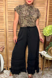 Western black tiered ruffles wide leg women's boutique pant Southern Stitch XCH17321