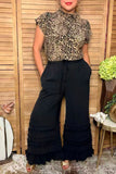 Western black tiered ruffles wide leg women's boutique pant Southern Stitch XCH17321