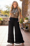 Western black tiered ruffles wide leg women's boutique pant Southern Stitch XCH17321