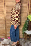 Western leopard & checkered patchwork women's boutique top Southern Stitch XCH17335