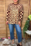Western leopard & checkered patchwork women's boutique top Southern Stitch XCH17335