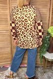 Western leopard & checkered patchwork women's boutique top Southern Stitch XCH17335