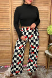 Western checkered & cherry wide leg women's boutique pant Southern Stitch XCH17347