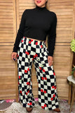 Western checkered & cherry wide leg women's boutique pant Southern Stitch XCH17347