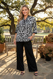 Western black floral print 3/4 sleeve women's boutique top Southern Stitch XCH17381
