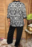 Western black floral print 3/4 sleeve women's boutique top Southern Stitch XCH17381