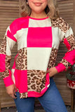 Western leopard & pink checkered long sleeve women's boutique top Southern Stitch XCH17400