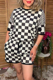 Western checkered top & shorts women's boutique set Southern Stitch XCH17405