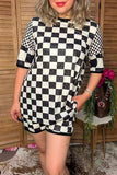 Western checkered top & shorts women's boutique set Southern Stitch XCH17405