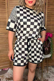 Western checkered top & shorts women's boutique set Southern Stitch XCH17405