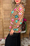 Western checkered sheer long sleeve women's boutique top Southern Stitch XCH17409