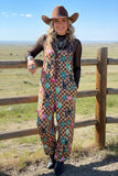 Western Checkered & 8-balls Loose Overall Women's Romper/Jumpsuit Southern Stitch XCH17410