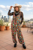 Western Checkered & 8-balls Loose Overall Women's Romper/Jumpsuit Southern Stitch XCH17410