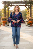 Trendy cherry navy blue women's boutique top Southern Stitch XCH17442 DS3