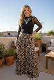 Western leopard tiered wide leg women's boutique pant Southern Stitch XCH17450