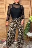 Western leopard tiered wide leg women's boutique pant Southern Stitch XCH17450