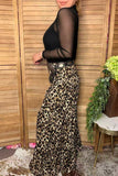 Western leopard tiered wide leg women's boutique pant Southern Stitch XCH17450