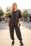 Western white polka dots one piece women's boutique jumpsuit XCH17454 BS8