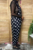 Western white polka dots one piece women's boutique jumpsuit XCH17454 BS8