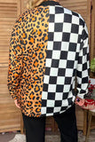 Western leopard & checkered long sleeve women's boutique cardigan Southern Stitch XCH17466