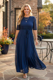 Western navy blue sheer maxi women boutique dress Southern Stitch XCH17472