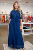 Western navy blue sheer maxi women boutique dress Southern Stitch XCH17472