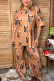 Western crown leopard print top & pant women's boutique set Southern Stitch XCH17478