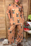 Western crown leopard print top & pant women's boutique set Southern Stitch XCH17478