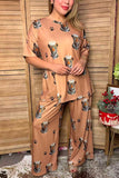 Western crown leopard print top & pant women's boutique set Southern Stitch XCH17478