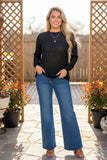 Western paisley pattern black lace sheer women's boutique top Southern Stitch XCH17480