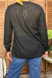 Western paisley pattern black lace sheer women's boutique top Southern Stitch XCH17480