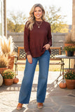 Western paisley pattern brown lace sheer women's boutique top Southern Stitch XCH17481