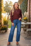 Western paisley pattern brown lace sheer women's boutique top Southern Stitch XCH17481